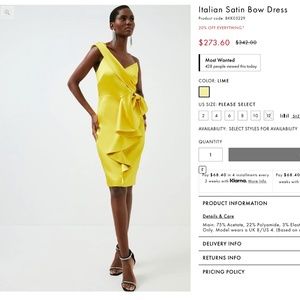 Karen Milen - One shoulder Satin Dress with Ruffles and Bow